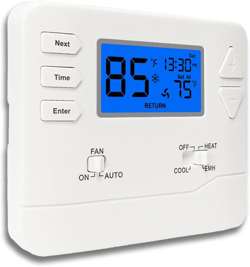 Miuputake Thermostat for Heat Pump,NonProgrammable Thermostat for Home, Conventional Single-Stage Systems,2 Heat/1 Cool Heat Pump Or 1 Heat/1 Cool, Easy DIY Install,Blue Backlight - Image 1